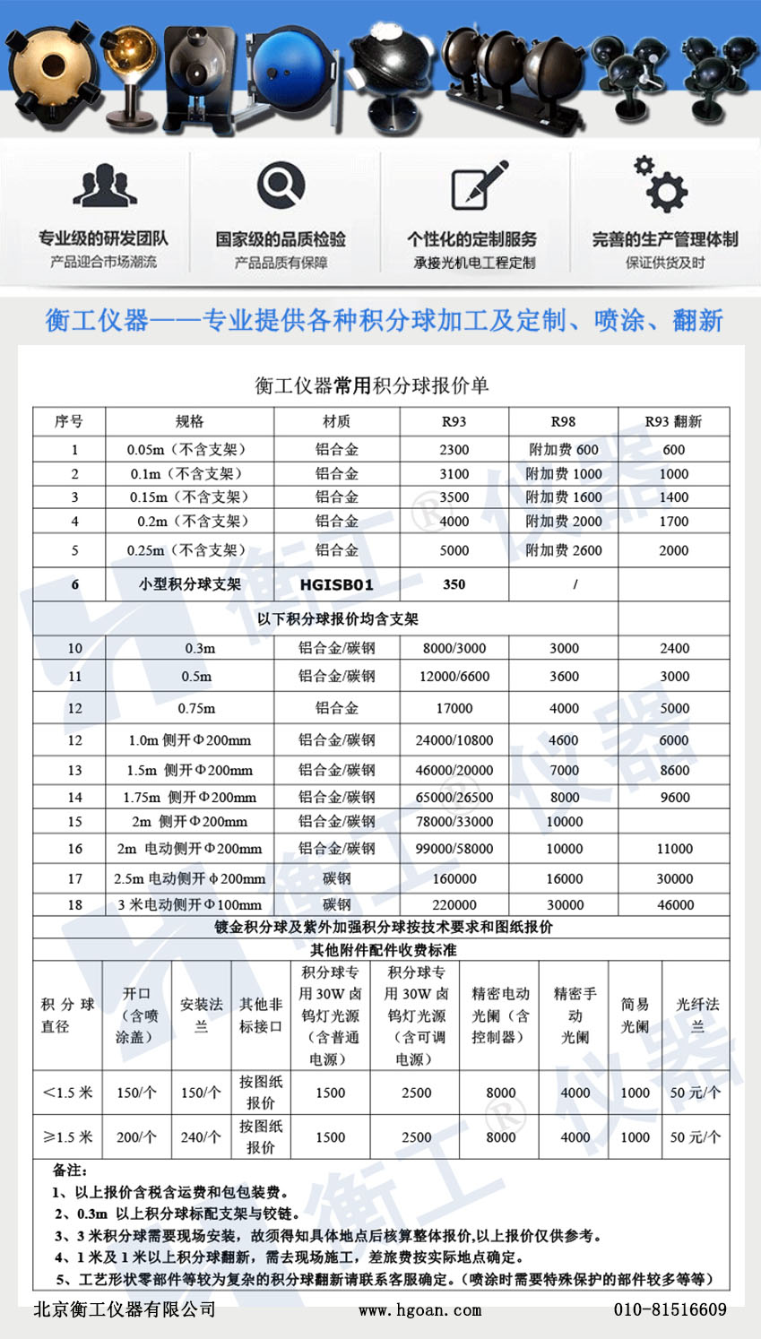 衡工儀器：選購(gòu)積分球需要注意哪些事項(xiàng)？